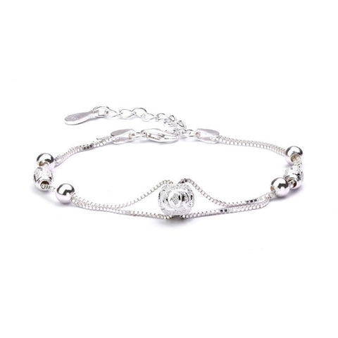 MILLENNE Millennia 2000 Beaded Double String White Gold Bracelet with 925 Sterling Silver