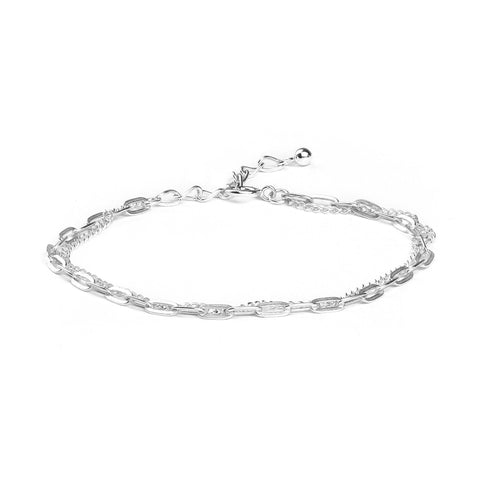 MILLENNE Millennia 2000 Chain Double String White Gold Bracelet with 925 Sterling Silver