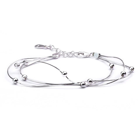 MILLENNE Millennia 2000 Beads Double String White Gold Bracelet with 925 Sterling Silver