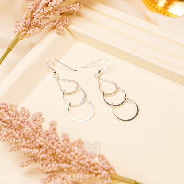 MILLENNE Millennia 2000 Graduated Pear Hook Silver Dangle Earrings with 925 Sterling Silver