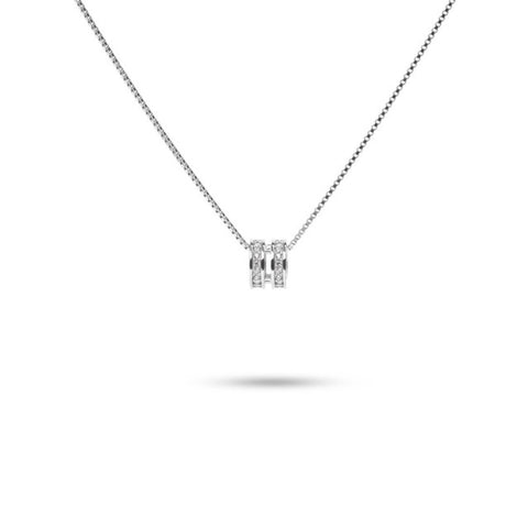 MILLENNE Made For The Night Oribtal Cubic Zirconia Rhodium Necklace with 925 Sterling Silver