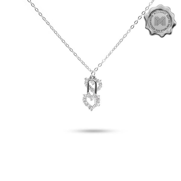 MILLENNE Millennia 2000 Key to my Heart Cubic Zirconia Rhodium Necklace with 925 Sterling Silver