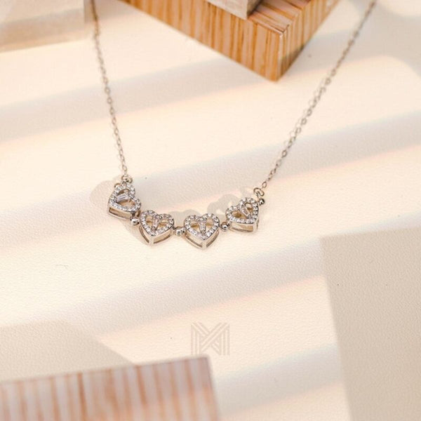 MILLENNE Millennia 2000 Surprise Magnetic Lucky Charm Heart Cubic Zirconia Rhodium Necklace with 925 Sterling Silver