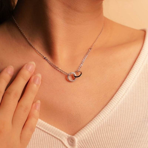 MILLENNE Made For The Night Links Cubic Zirconia Silver Necklace with 925 Sterling Silver
