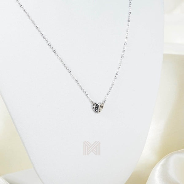 MILLENNE Millennia 2000 Heart Studded Cubic Zirconia Silver Necklace with 925 Sterling Silver
