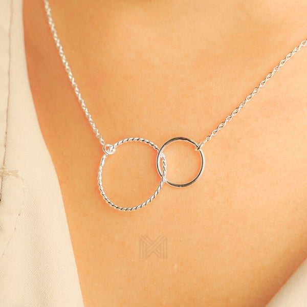 MILLENNE Minimal Double Karma Silver Necklace with 925 Sterling Silver