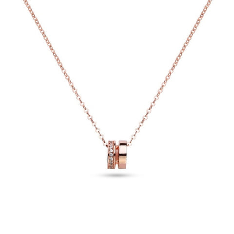 MILLENNE Made For The Night The Perfect Duo Cubic Zirconia Rose Gold Necklace with 925 Sterling Silver