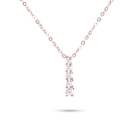 MILLENNE Made For The Night Quintuple Diamond Cubic Zirconia Rose Gold Necklace with 925 Sterling Silver