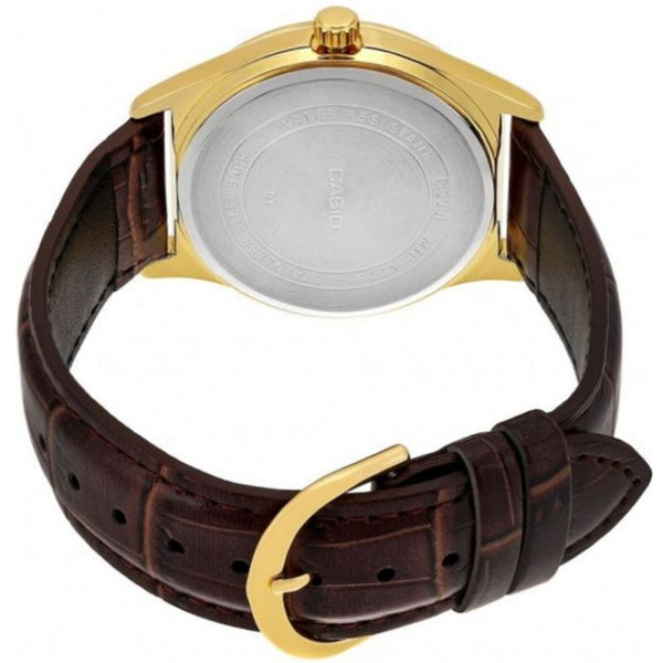 Casio Men's Analog MTP-V006GL-7B Gold Tone Case Leather Watch