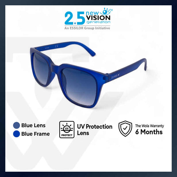 2.5 NVG by Essilor Kids's Rectangle Frame Blue Plastic UV Protection Sunglasses