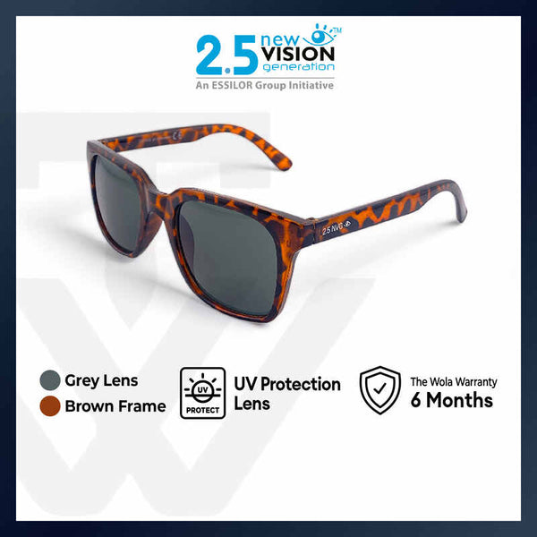2.5 NVG by Essilor Kids's Rectangle Frame Brown Plastic UV Protection Sunglasses