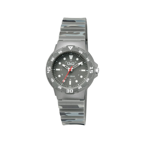 Q&Q Watch By Citizen V07A-013VY Unisex Analog Watch with Grey Resin Strap