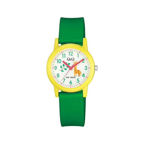 Q&Q Watch By Citizen V23A-010VY Kids Analog Watch with Green Resin Strap