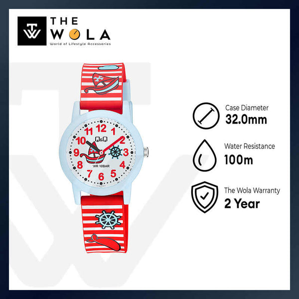 Q&Q Watch By Citizen V23A-018VY Kids Analog Watch with Red Resin Strap