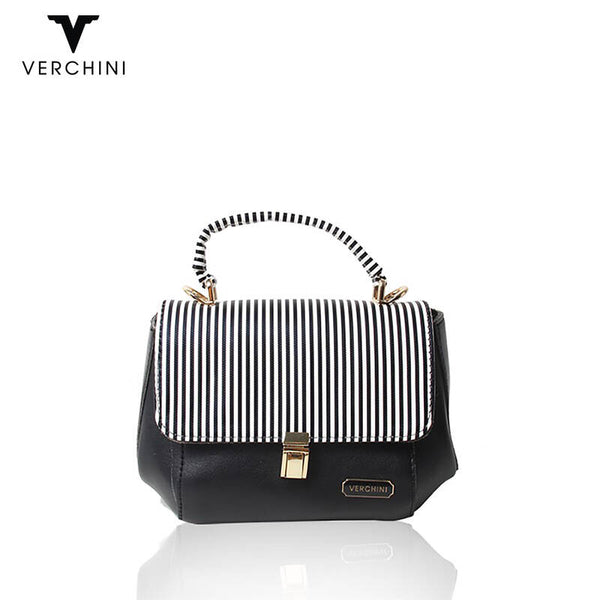 Verchini Stone-Embellished Geometric Handbag/ Sling Bag Two-Tone Multi Purpose Women Bag