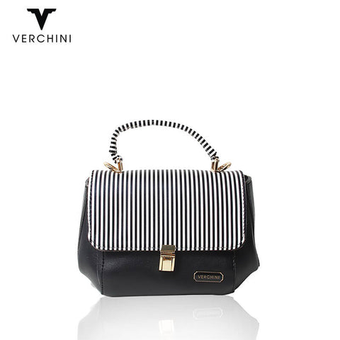 Verchini Stone-Embellished Geometric Handbag/ Sling Bag Two-Tone Multi Purpose Women Bag