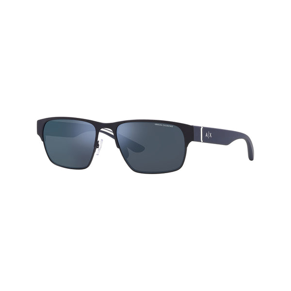 Armani Exchange Men's Rectangle Frame Blue Metal Sunglasses - AX2046S