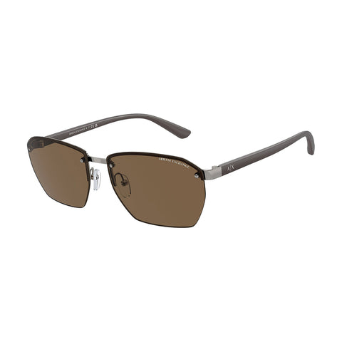 Armani Exchange Men's Rectangle Frame Grey Metal Sunglasses - AX2048S