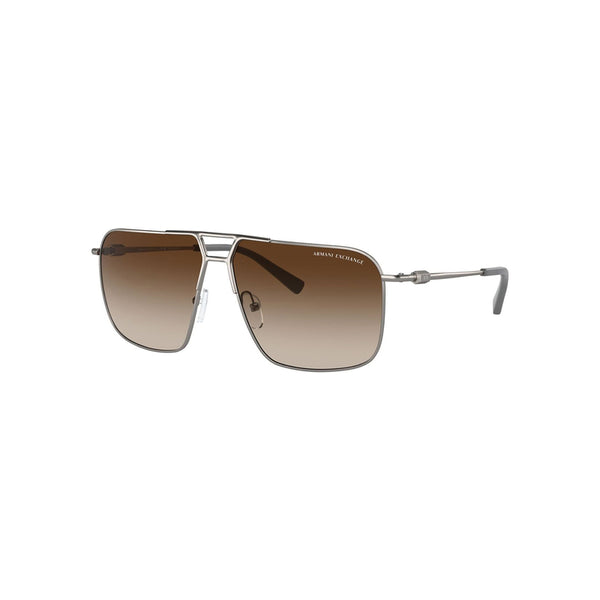 Armani Exchange Men's Pilot Frame Grey Metal Sunglasses - AX2050S
