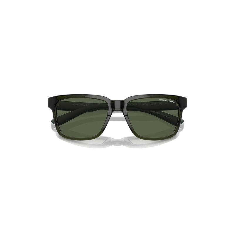 Armani Exchange Unisex's Square Frame Green Injected Sunglasses