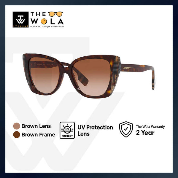 Burberry Women's Cat Eye Frame Brown Acetate Sunglasses - BE4393F