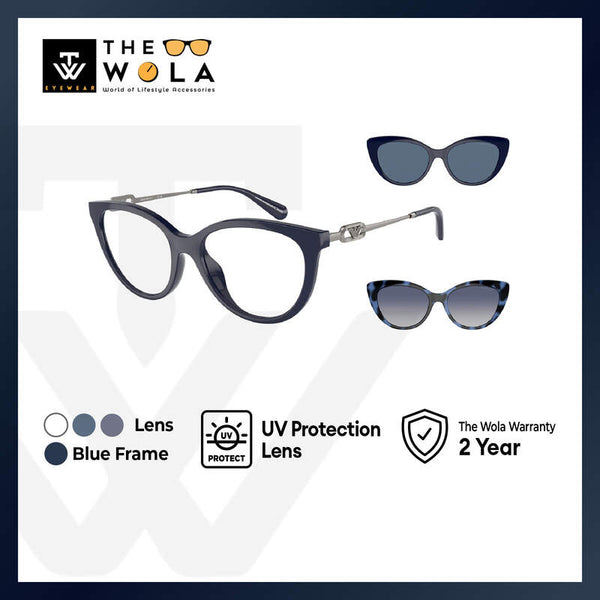 Emporio Armani Women's Cat Eye Frame Blue Injected Clip On Sunglasses - EA4213U