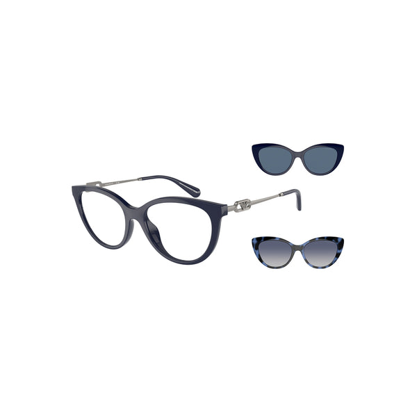 Emporio Armani Women's Cat Eye Frame Blue Injected Clip On Sunglasses - EA4213U