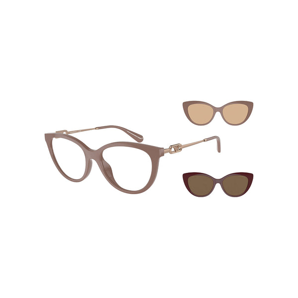Emporio Armani Women's Cat Eye Frame Brown Injected Clip On Sunglasses - EA4213U