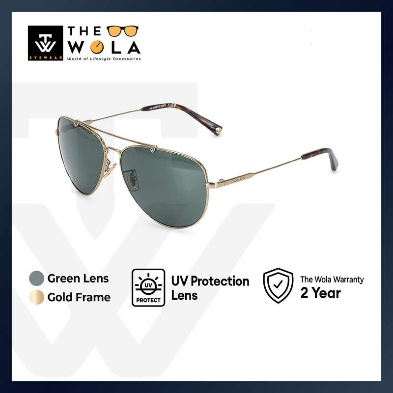Coach Men's Pilot Frame Gold Metal Sunglasses - HC7087