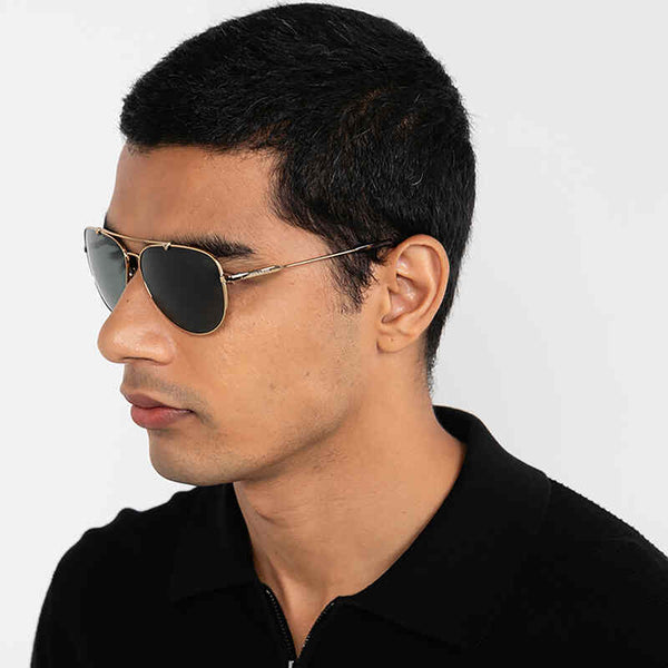 Coach Men's Pilot Frame Gold Metal Sunglasses - HC7087