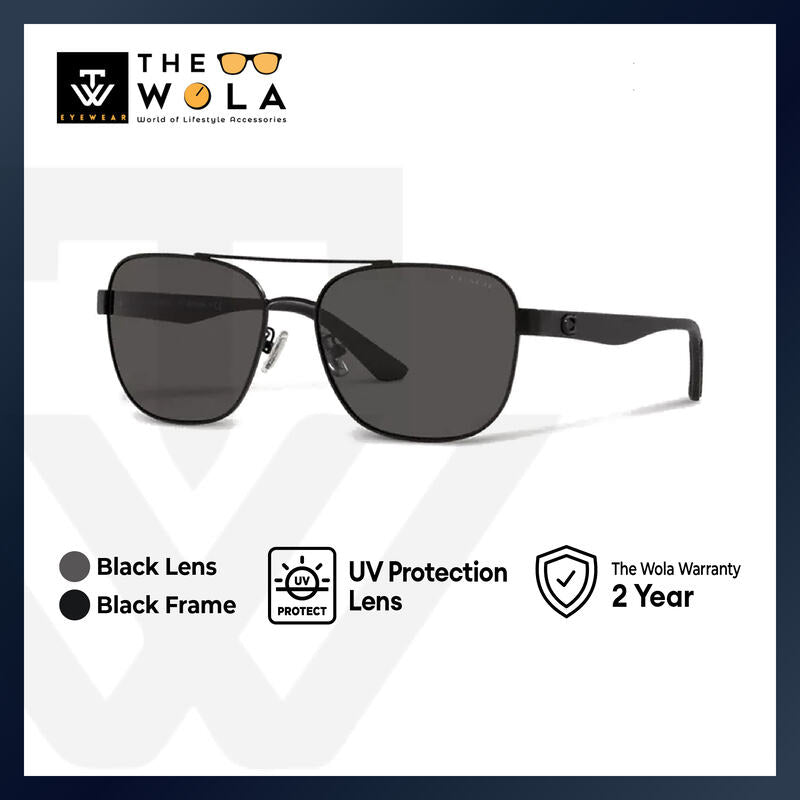 Coach Men's Pillow Frame Black Metal Sunglasses - HC7122