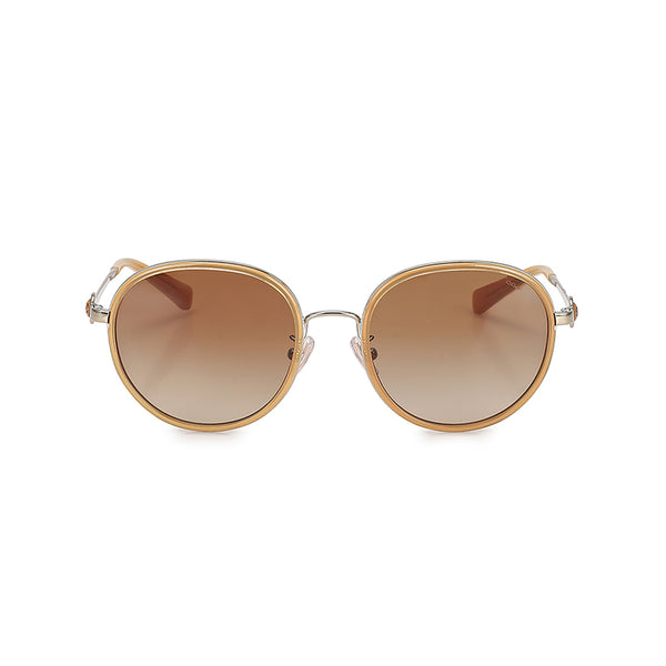 Coach Women's Round Frame Honey Metal Sunglasses - HC7129