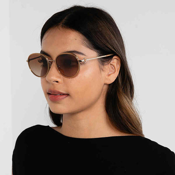 Coach Women's Round Frame Honey Metal Sunglasses - HC7129