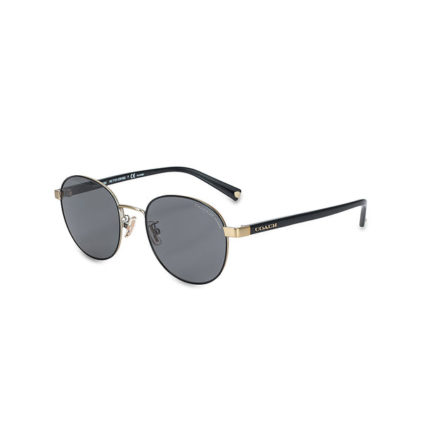 Coach Men's Round Frame Black Metal Sunglasses - HC7131