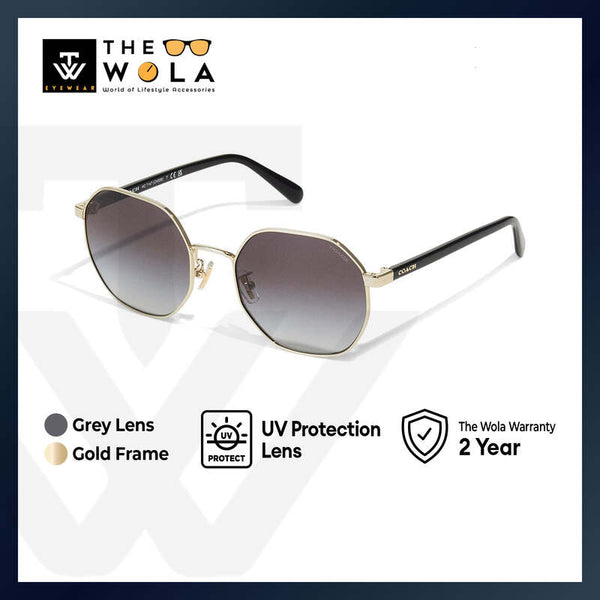 Coach Women's Irregular Frame Gold Metal Sunglasses - HC7147