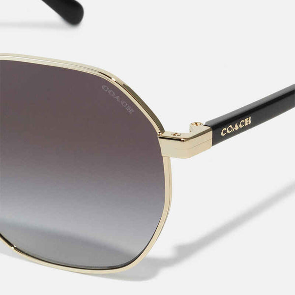 Coach Women's Irregular Frame Gold Metal Sunglasses - HC7147