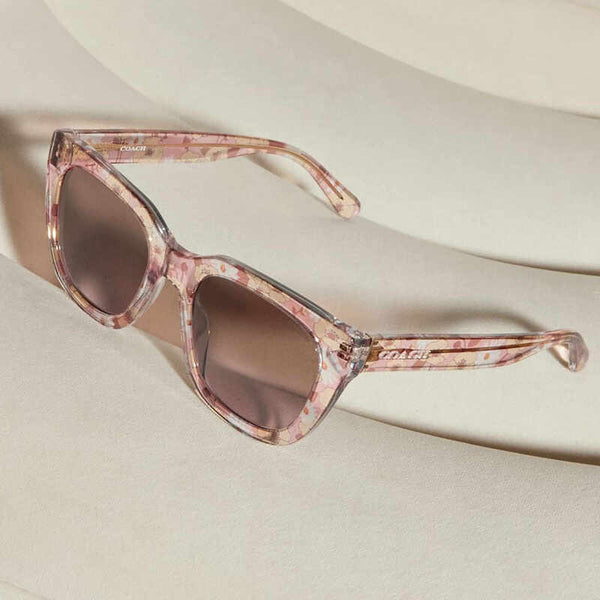 Coach Women's Square Frame Pink Acetate Sunglasses - HC8318F