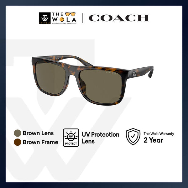 Coach Men's Square Frame Brown Injected Sunglasses - HC8367U