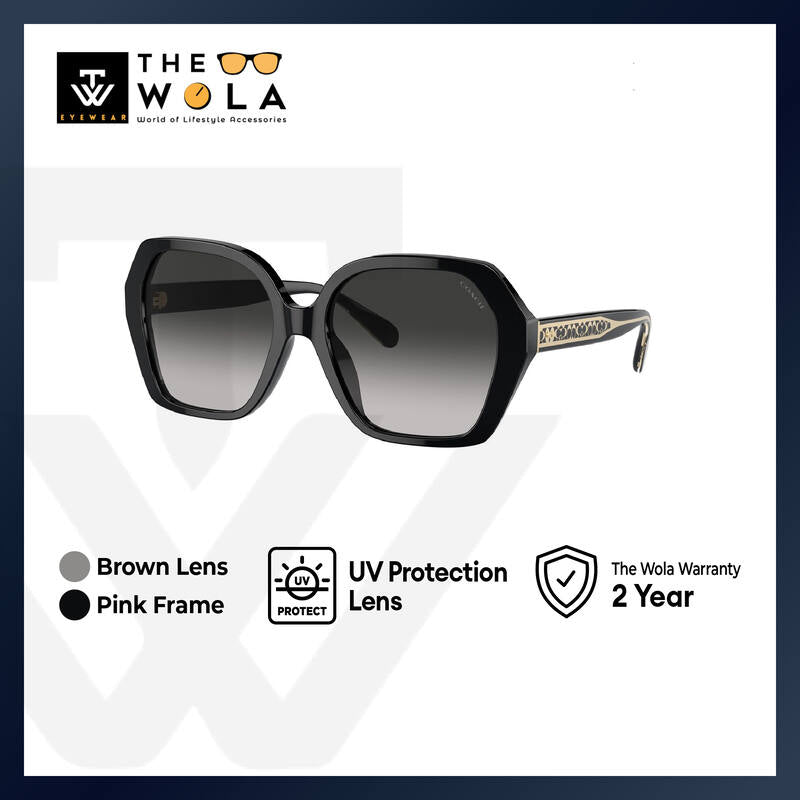 Coach Women's Square Frame Black Acetate Sunglasses - HC8395F