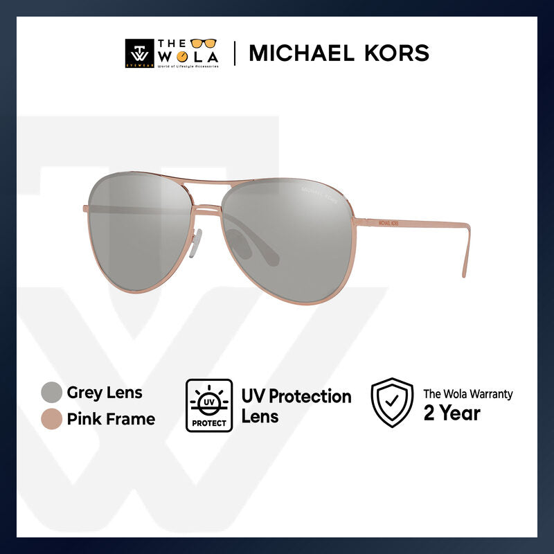 Michael Kors Women's Pilot Frame Pink Metal Sunglasses - MK1089