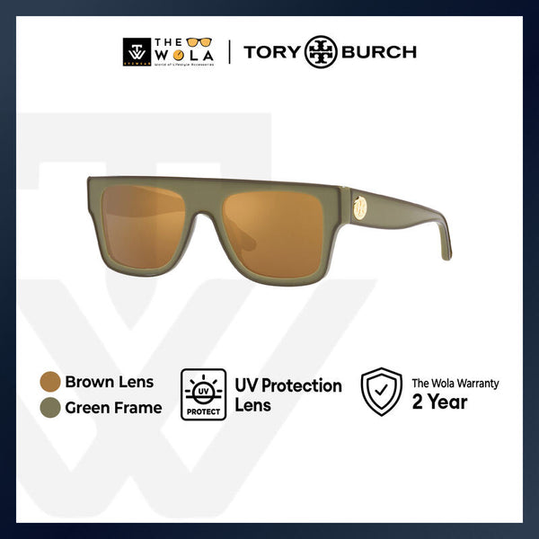Tory Burch Women's Rectangle Frame Green Acetate Sunglasses - TY7185U