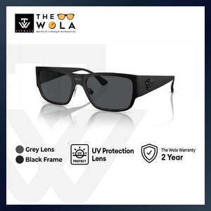 Versace Men's Square Frame Black Metal Sunglasses - VE2262