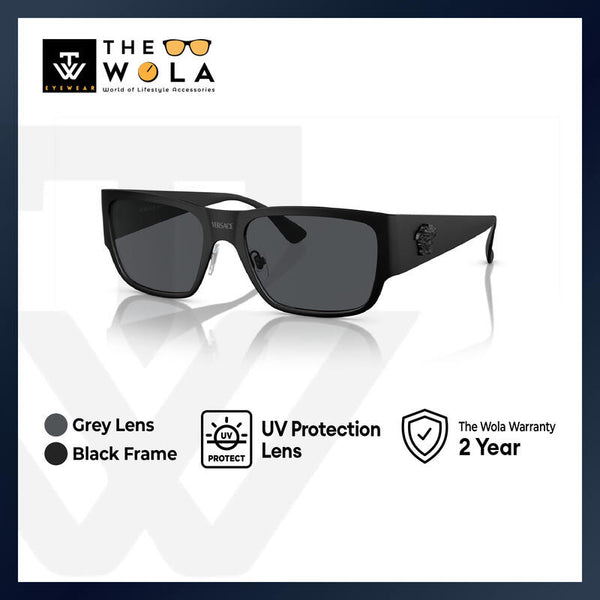 Versace Men's Square Frame Black Metal Sunglasses - VE2262