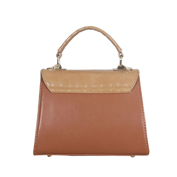 Verchini Croc-Effect Structured Top Handle Bag Multi Color Two-Tone Handbag Women Bag