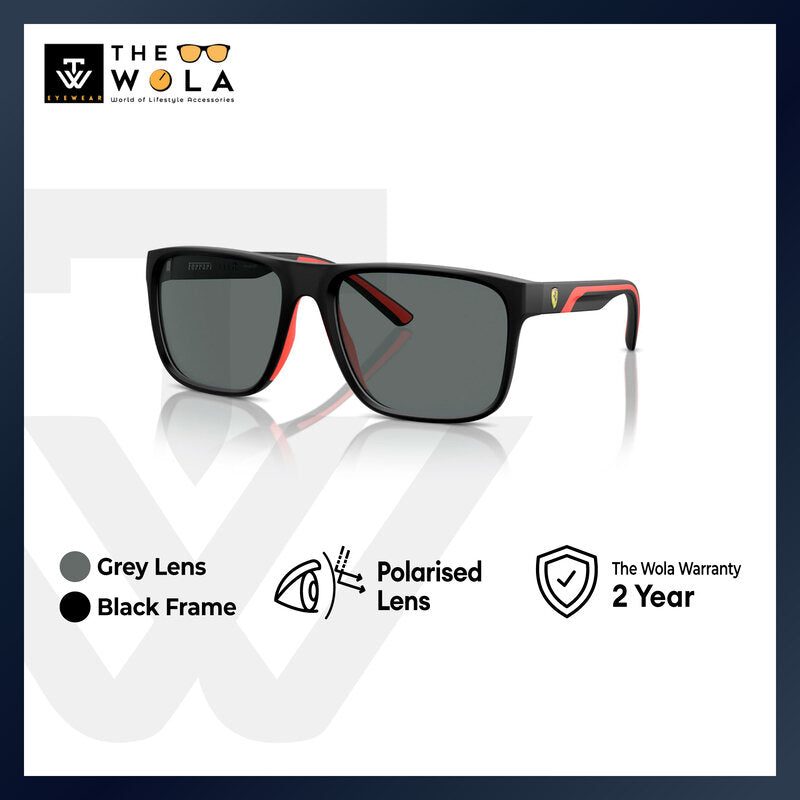 Scuderia Ferrari Men's Square Frame Black Injected Sunglasses - FZ6002U