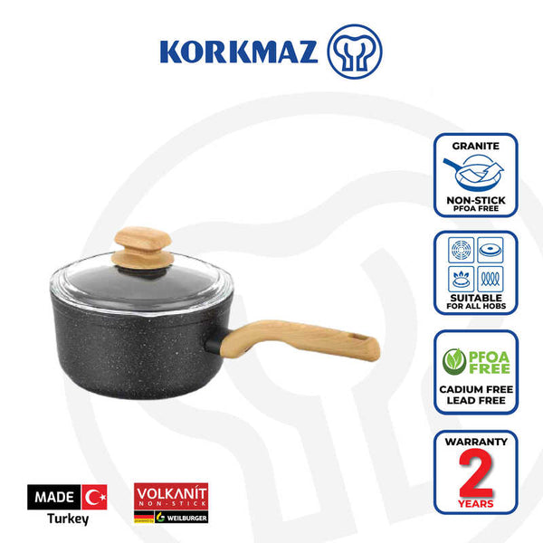 Korkmaz Montana Non-Stick Saucepan - Induction Compatible, Free From PFOA, Cadmium, and Lead, Made in Turkey