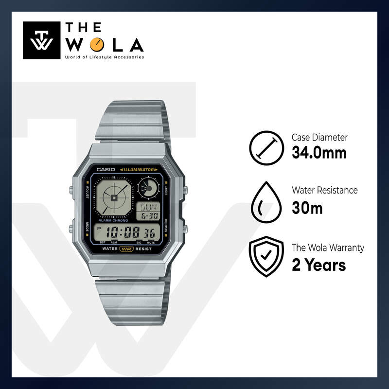 Casio Vintage A130WE-1A Unisex Digital Watch Silver Stainless Steel Strap