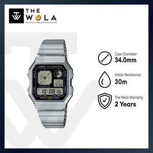 Casio Vintage A130WE-1A Unisex Digital Watch Silver Stainless Steel Strap