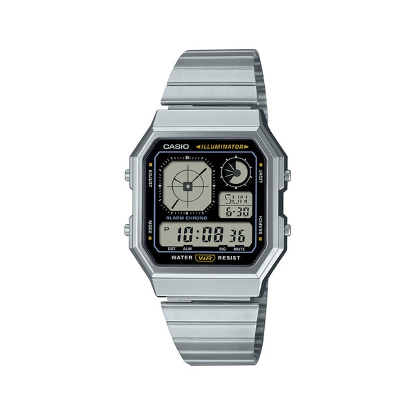 Casio Vintage A130WE-1A Unisex Digital Watch Silver Stainless Steel Strap