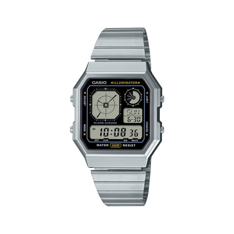 Casio Vintage A130WE-1A Unisex Digital Watch Silver Stainless Steel Strap